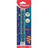 Maped - Matite grafite HB #2 Pixel Party - Carta con punta in gomma - Forma triangolare ergonomica - Blister da 6