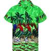 V.H.O. King Kameha Funky-Camicia-Hawaiana, Manica-Corta, Parrot, Viola, 3XL