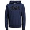 JACK & JONES Felpa con cappuccio da uomo con logo Corp, Blazer navy/stampa nera, XS