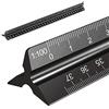 Cosswe Righello triangolare in alluminio per Architetto,righello di alluminio solido Matrix 30cm: 1: 100,1: 200,1: 250,1: 300,1: 400,1: 500 (nero)