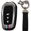 KUNIO Custodia per chiave adatta per Toyota Yaris Cross Yaris Hybrid Rav4 Aygo CHR Prius Crown Cassa in metallo Keyless Chiave Cover Portachiavi 3 Tasti B Nero