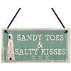 RED OCEAN Sandy Toes - Targa a tema nautico, stile shabby chic, con faro di sabbia, decorazione per la casa