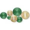 TEIPAI Decorazione da parete verde smeraldo e oro per soggiorno, 7 pezzi, sculture moderne da appendere in metallo per ufficio, camera da letto, decorazione per la casa in ottone oro per galleria da