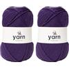 Korbond Yarn - Purple - 2 x 100g Acrylic Wool - Lightweight, Hypoallergenic & Durable Double Knit Crochet Yarn Knitting Wool