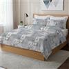 PENSIERI DELICATI Parure Copripiumino Matrimoniale 100% Cotone, Completo di Sacco 250x200cm e 2 Federe 52x82cm, Made in Italy, Copripiumino Lavabile In Lavatrice A 40°, Fantasia Alpi Verde