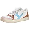 PANTOFOLA D'ORO 1886 Sneakers Donna Estive Santiago Vitello Suede Bianco Marrone Azzurro Suola Panna [Taglia: 37] Scarpe Estive in Pelle Made in Italy