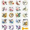 GLOBLELAND 18 fogli Vetro Adesivi Trasferibili A Caldo con Colibrì e Fiori per Lavoretti Peonie Fiori Animali Impermeabili 3.9x3.6 Pollici UV Adesivi per Tazze Decalcomanie Adesivi per Bottiglie