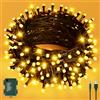 cshare Ghirlanda di luci per esterni, a batteria, USB, 6 m, 60 LED, con timer, impermeabilità IP65, per albero di Natale, giardino, decorazione per interni, bianco caldo