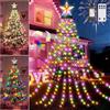 Forlivese Catena di luci per albero di Natale con stella, multicolore e bianco caldo, illuminazione natalizia per esterni, con telecomando a 11 modalità timer, per cortile, giardino, San Valentino, Ramadan