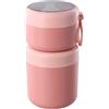 QINGZY Thermos per Alimenti Caldi, 530ml+290ml Contenitore Termico per Alimenti Caldi, Freddi, Doppio Strato, 304 Acciaio Inossidabile, Tazza da Cereali con Cucchiaio per Scuola, Ufficio (Rosa)