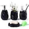 bwszrosa Set di accessori per il bagno, set di 4 accessori da bagno, dispenser per lozione e sapone, portasapone, porta spazzolino da denti, tazza per lavare i denti, organizer da bagno per bagni moderni (Nero