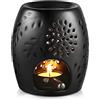 ecooe - Diffusore di aromi, in ceramica nera, per lumini da tè, con portacandela