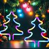 HFHungkeong Luci al neon a forma di albero di Natale, per camera da letto, comodino, dormitorio, decorazione da parete, decorazione natalizia al neon, luci notturne a LED, ornamenti da tavolo, regali per bambini