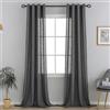 VOILYBIRD Tende con struttura in lino naturale, con occhielli, per soggiorno, set da 2 pezzi (altezza x larghezza 260 x 140 cm, grigio scuro)