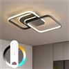 Amdelne Plafoniera LED Dimmerabile 65cm, 45W Moderna Lampada da Soffitto con Telecomando, Stufenlos 2800-6000K Ceiling Light per Soggiorno, Dormitorio, Camera, Cucina- Nero