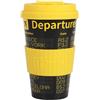 IDRINK®- Tazza in RPET per Caffé con Tappo in Silicone Apribile, Facile da Portare 435 ml, Mug Takeaway Plastica Riciclata 8.7 x 8.7 x 15 cm Ergonomica 435 ml (DEPARTURES)