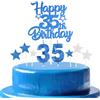 mciskin Set di candele blu reale per 35° compleanno, decorazioni per 35° compleanno da uomo, numero 35 candele blu reale per torta, decorazioni personalizzate per torte con stella per donne e uomini