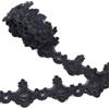 GORGECRAFT 2.7mx6.2cm Venezia Pizzo Nero Ricamo Smerlato Cucito Passamaneria Metallico Onda Fiore Perline Paillettes Bordo Nastro Applique Matrimonio per Tenda Copridivano Sposa Casa Artigianato