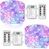 AUZONIMICS 2 Pezzi Luci Natale Esterno Multicolore, 10M 100 LED Lucine Led a Batteria, Luci Natale Interno con Telecomando e Timer, 8 Modalità Luci Natale per Albero di Natale,Feste, Matrimonio, Camera