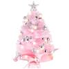 Xinlie Albero di Natale Piccolo 45cm Rosa Mini Albero Natale da Tavolo con Stella Albero Natale Piccolo Albero di Natale Artificiale con Luci a Led e Palline Glitterate per Natale,Tavolo da Pranzo