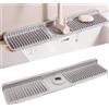 Volminex Tappetino per Rubinetto, Tappetino Lavello Cucina, Grigio 60cm | Paraspruzzi per Lavello in Silicone, Tampone di Drenaggio per Rubinetti, Vassoio Antigoccia per Bagno, Accessori Cucina
