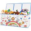 decalsweet Contenitore Giochi Bambini Extra Large con Coperchio Ribalta, Scatole Porta Giochi Pieghevole Oxford, Baule Portagiochi Impermeabile per Ragazze Ragazzi, 96×32×40cm(Lettura degli Animali)