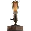 XIHOME Lampada da Tavolo Industrial Steampunk, Vintage Piping, retrò E27 Piccole Edison in Ferro con Base in Legno con Accento Loft Minimalista