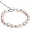 Secret & You Bracciale da donna con perle coltivate d'acqua dolce bianche ovali 17,5 cm + 5 cm di lunghezza, Perla