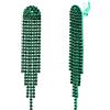 Clearine Orecchini pendenti per Donne Moda Lunga Goccia Chandelier Scintilla Strass Cristalli Nappe Colore Verde-fondo