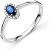 Miore Anello di fidanzamento con zaffiro oro bianco MP9070R 9 KT (375) con brillanti 0,05 ct, Oro, Zaffiro