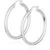 NKlaus Coppia di orecchini a cerchio in argento 925, rotondi, 3 mm di larghezza, eleganti orecchini da donna, senza tempo, eleganti e versatili, 25mm, Argento sterling