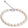 Secret & You Bracciale da donna con perle coltivate d'acqua dolce bianche ovali 17,5 cm + 5 cm di lunghezza, Perla