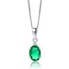 OROVI Collana Donna Oro Bianco 9KT Girocollo con Smeraldo verde con Diamante naturale 0,01 ct 45 cm, gioiello anallergico confezionato in un elegante astuccio portagioie