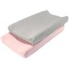 Fafeicy Fodere per Fasciatoio Impermeabili 2 Pezzi 32x16x5cm | Copri cambio fibbia regolabile, Elastici, Grigio/rosa, Lavabili/traspiranti, Cameretta/neonati
