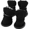 QIZHIQIAMY 4 Pezzi Scarpe Invernali per Cani di Piccola Taglia con Chiusura a Strappo, Suola Antiscivolo e Fodera in Pelliccia, Stivaletti per Uso Interno ed Esterno (Taglia 4)