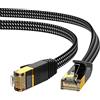 KINBETA Cavo Ethernet Cat 7 da 1 m, ad alta velocità, 10 Gbps, 600 MHz, Gigabit Cat7, cavo di collegamento piatto intrecciato Lan Rj45, schermato per Xbox PS3, PS4, PC, laptop, router, TV