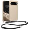 kwmobile Custodia Compatibile con Google Pixel 9 / Pixel 9 Pro Cover - Back Case in Silicone TPU - Protezione Smartphone con Cordino - crema
