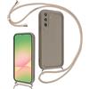 Coalbooliy Cover per Samsung Galaxy A56 6,7 con Cordino per Cellulare, Custodia Silicone con Regolabile Collana Sottile Morbida Case Protezione della fotocamera Antiurto con Necklace, Cachi