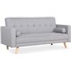 Menzzo Divano convertibile scandinavo Slow Lit, poliestere, grigio chiaro, 186 x 75 x 89 cm