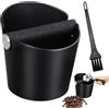 silttble Knock Box, Contenitore Fondi di Caffè in ABS Resistente con Barra per i Colpi Metallica Rimovibile e Spazzola di Pulizia, Base Antiscivolo, per Bar, Macchina da Caffè e Casa (Nero)