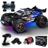 PENGBU RC Auto telecomandata 40 KM/H, 1/14 RC auto con 7 luci di colore, 2,4 GHz, controllo remoto con 2 batterie da 2000 mAh, 4 WD, truck mostro radiocomandato RTR All Terrain, camion RC per bambini e adulti
