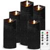 AnnSpa 5 Sets Candela LED Senza Fiamma a Batteria con Telecomando, Cera Vera Mossa tremolante stoppino Sfarfallio Ambra Candele gialla, Cera Unscented per Regalo e Decorazione (Nero)