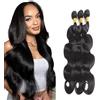 Weeybay Body Wave Human Hair Bundles Capelli Veri Tessitura Capelli Naturali Umani Donna Human Hair Extensions Double Weft Weave 50g/Piece Natural Black Color 30 32 34 Inch