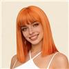 PORSMEER Parrucca corta a caschetto arancione con frangia per capelli lunghi fino alle spalle, parrucca colorata per donne e ragazze, resistente al calore, sintetica per cosplay, Halloween, festa da