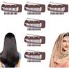 XIHIRCD 6 Pz Clip per Parrucca, Acciaio Inossidabile Nascoste Chunni Clip with Safety Pin Clip per Impostazione Chunni Dupatta per Estensioni dei Capelli, Fissaggio del Velo Hijab da Donna (Marrone)