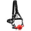 BDSMJOY bavaglio in silicone, gancio per il naso in metallo con cinghie di contenimento regolabili, imbracatura per la testa con grande palla bavaglio fetish, gioco erotico di flirt bondage (Nero)