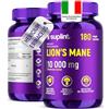 SUPLINT Lions Mane Mushroom Capsule 10.000 mg - Estratto Altamente Concentrato di Hericium Erinaceus 10:1 - Testato in Laboratorio con Certificazione - Integratore Lions Mane - 180 Capsule Vegane