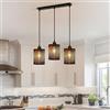 Goeco Lampadario a Sospensione Vintage 3 Luci, Industriale E27 Plafoniera Retro a Forma di Fuoco D'artificio, Nero Lampada da soffitto in Metallo per Cucina Camera Corridoio