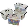 Ggbin 7 quart latch Storage box trasparente con manico blu e chiusure - Confezione da 4