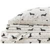 Comfort Spaces Lenzuola in flanella di cotone traspirante con tasche profonde con federa per cuscino, Twin XL, 3 pezzi per cani neri